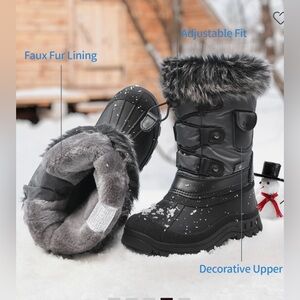Dream Pairs Black Winter Boots with Faux Fur Lining